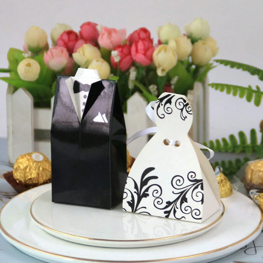 50pz Dulceros Para Boda, Cajitas Cajas Novios, Dulces - Rojo - Ver 1