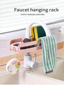 1pc Kitchen Sink Organizer Rack For Dishcloth Drying Holder, Blue - Navy Blue - View 3