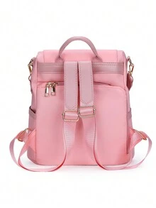 绗缝防盗背包，轻便，多口袋刺绣高级女士旅行包。时尚女士零钱包，防水高档休闲背包，带毛球吊坠，女士购物单肩包，时尚搭配背包，适合女生、中小学生、大学一二年级学生、毕业生、妈妈背包。