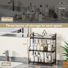 3 Tier Spice Rack Organizer for Kitchen Bathroom Bedroom Office Storage Foldable - Black - View 5