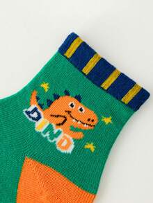 5雙兒童襪四季四季男童卡通可愛恐龍襪軟糯親膚男童學生ins運動防臭潮襪 - 彩色 - 查看 11