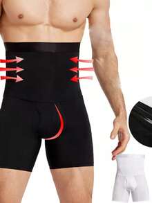 Mens Shapewear Tummy Control Shorts Faja de cintura alta Boxer Briefs Ropa interior de compresión - Negro - Ver 6