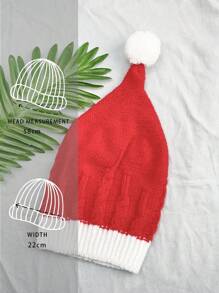 1頂秋冬新款時尚可愛紅色毛線聖誕帽 - 紅色 - 查看 5