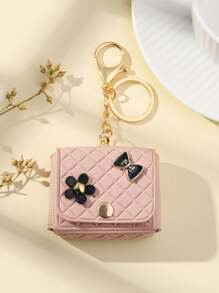 Creative Pu Leather Pink Mini Coin Purse Bag Pendant Suitable For Backpack Wallet Ladies' Daily Use Dating Gift School Bag Pendant (Can Open) Key Chain Charms Car Accessories Women Keyrings