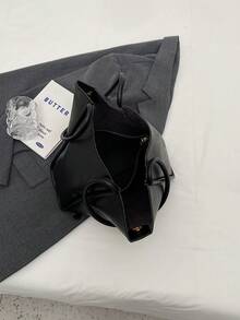 1pc Lightweight Black Pu Shoulder Bag With Large Capacity And Magnetic Closure For Daily Use - Black - View 9