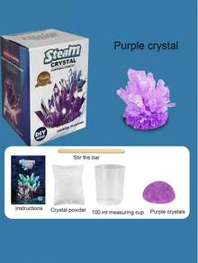 1入組 Diy紫色水晶培育套裝拼圖玩具,附種植實驗套件,適用於自製水晶培育 - 紫色 - 查看 2