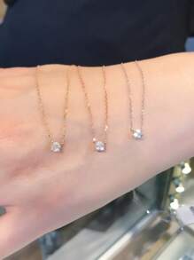 GAGAFEEL 1 Peça Colar Simples E Fashionable De Prata S925 Com Diamante Único De Pedra Cz, Acessório De Presente Para Mulheres