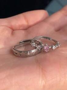 1 Miếng Tối giản Ngôi sao Y2K Phong cách Dễ thương & Đúng mốt Cặp đôi Đồng Nhẫn , Lý tưởng Đối với Bạn gái , Hằng ngày , Thời gian rảnh rỗi , Ngày kỷ niệm & Quà tặng ngày lễ - Bạc - Xem 2