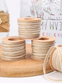 1捆-393.7英寸派對禮物包裝黃色編織膠帶絲帶 - 卡其色 - 查看 1