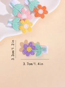 10入組/套彩色編織花朵髮夾,適用於寶寶女孩,適用於假日派對、拍照和日常生活 - 彩色 - 查看 6