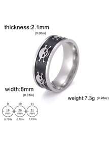 1pc Men's Gothic Stainless Steel Spider Web & Skull & Cross Ring For Punk Party, Halloween Gift - Silver - View 13