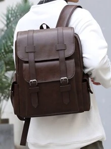 14.7Inch Laptop Backpack Large Capacity Rucksack Teenagers Boys Men Pu Leather Backpack S Male Schoolbag With Zippers Vintage Vacation Sport Water-Proof Portable Flap Backpack Laptop Bag Gifts Travel Bag Multi-Functional Fashion Casual Funny Gifts Christmas Hip Bag Retro Bag Valentines School Bag Camping Stickers Brown Bag Back To School Beach Valentine Gifts Vintage Laptop Case The Sporty Life Gift Bag Pack Backpacks Travel Must Haves Large Bag Spring Vintage Bags School Supplies Office Accessories - Coffee Brown - View 7