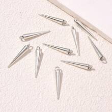 10入組銀色錐形鋅合金自製珠寶吊墜,適用於手鍊、項鍊、耳環製作