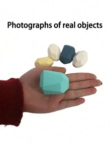 5入組木頭石頭設計建築模組彩色木製玩具堆疊機器平衡遊戲蒙特梭利（教育相關）益智玩具適用於兒童木頭石頭形狀建築模組玩具 - 彩色 - 查看 5