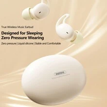 REMAX Newest Upgraded Wireless Bluetooth Earbuds, Sleep Earbuds, 20H Play Time To Enjoy Your Night, Touch Control, Cute Look, Comfortable Earphone, Wireless Stereo Earphones, Earphone Mini, Light Weight With Liquid Silicone Design, Friendly For Use When Sleep, Gift For Lover/Parents(Black/Beige)