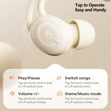 REMAX Newest Upgraded Wireless Bluetooth Earbuds, Sleep Earbuds, 20H Play Time To Enjoy Your Night, Touch Control, Cute Look, Comfortable Earphone, Wireless Stereo Earphones, Earphone Mini, Light Weight With Liquid Silicone Design, Friendly For Use When Sleep, Gift For Lover/Parents(Black/Beige)