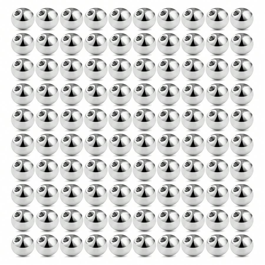 100pcs 3mm 4mm 5mm 16G Replacement Internally Threaded Balls, Stainless Steel Balls For Industrial Barbell, Tongue Rings, Navel Rings, Lip Rings, Nose Rings, Eyebrow Rings, Piercing Jewelry Parts