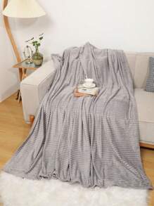 Cobijas Matrimonial Con Patrón De Rayas Cómodo y Suave, Frazada Matrimonial De Rayas Para Cama o Sofá, para Toda Estaciones, Disponible En Muchos Colores Diferentes (200*220 cm) - Gris - Ver 4