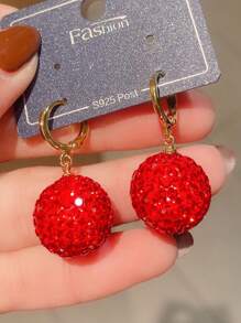 yijiangbeiting 2入組時尚合金鑲鑽球形耳扣,適合女性的日常配飾