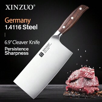 XINZUO 1 pieza Cuchillo de chef alemán de 17,5 cm (6,9 pulgadas) de acero inoxidable 1.4116 - Cuchillo de chef chino multiusos de acero inoxidable profesional, herramienta de cocina para rebanado y corte de carne con mango de madera de rosa natural en oferta