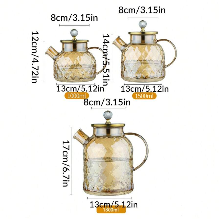 Glass Teapot Stovetop & Microwave Safe Water Jug, Glass Borosilicate