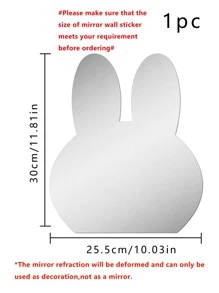 1pc Rabbit Design Mirror Wall Sticker - Silver - View 3