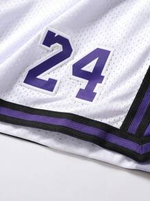 Pantalones Cortos De Baloncesto Legendarios Para Hombre Con Bordado Y Bolsillos Con Cremallera - Blanco - Ver 4