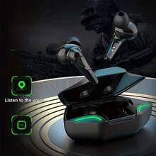 全新 TWS 游戏无线耳机 5.3 智能 LED 显示屏防噪音低延迟音乐耳塞 - 黑色 - 查看 3