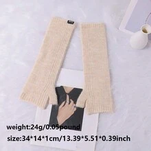 1套女士針織手臂暖器配指套,適用於手腕、手臂和肘部保暖,具歐美風格的時尚袖套罩