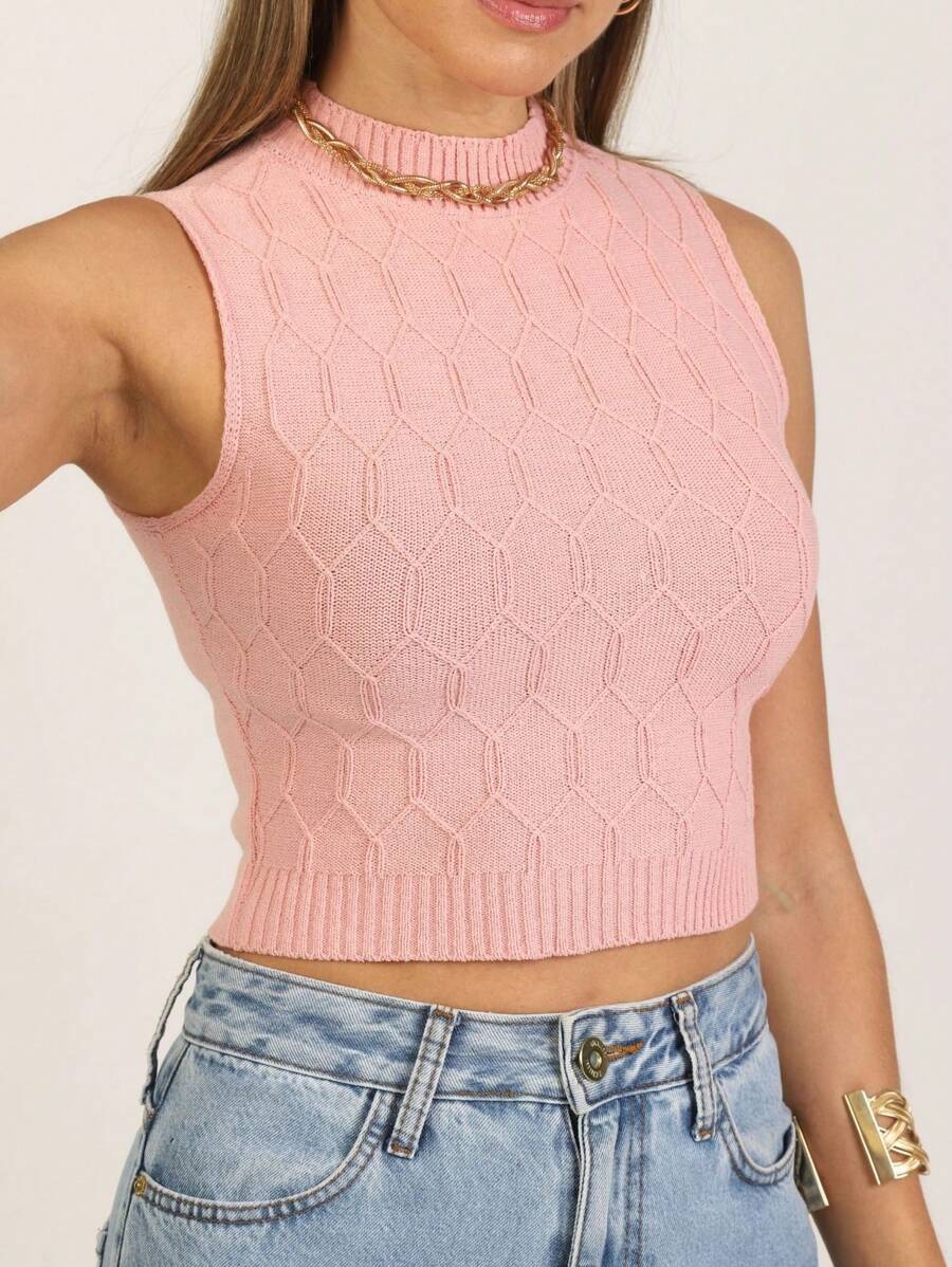 Women Knit Tops - Hồng - Xem 1