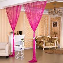 Decorative Door String Curtains Window Room Divider Wall Panel Tassels Screen Blinds Home Patio Bedroom - 玫紅色 - 查看 2