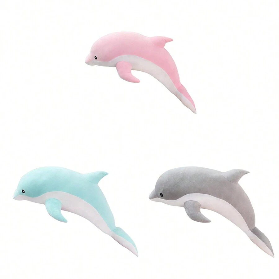 1只30cm海豚毛絨玩具, 可愛柔軟的動物娃娃,適合作為女孩生日節慶禮物或房間裝飾 - 彩色 - 查看 1