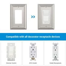 DEWENWILS 4-Pack Metal Wall Switch Outlet Cover, Decorator Wall Plates for Receptacle, GFCI Outlet, Dimmer Switch - 緞面鎳 - 查看 4