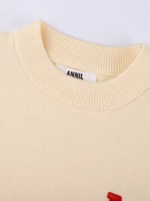 Annil Boys And Girls' Winter Solid Rib Casual Versatile Round Neck Sweater White - White - View 4