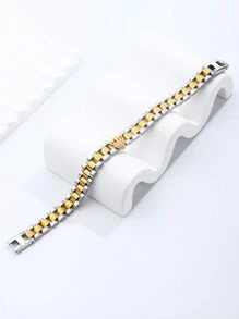 1pc Minimalist Fashion Gold-Plated Small Crown Stainless Steel Bracelet, Suitable For Men, Women And Couples, Elegant Fashion Accessory For Daily Outfit, Party, Date, Recommended Gift, High Quality Jewelry With Unique Design, Essential For Style - Yellow Gold - View 4