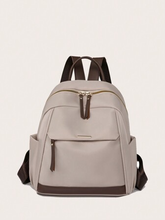 Women's Color Blocking Fashionable Backpack, Multi-Purpose Large Capacity Casual Outdoor Travel Bag, School Bag For Students, School Bag, Portable, Laptop Compartment, Large Capacity College Classic Casual, Suitable For Teen Girls Women College Students, Teacher, Perfect For Back To School, First Day Of School, Middle School, High School