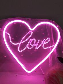 1 件装霓虹灯心形粉色霓虹灯 5v USB 接口适用于酒吧、派对、卧室、家庭、婚礼、浪漫氛围墙壁装饰情人节、圣诞节、新年礼物送给妻子、女朋友