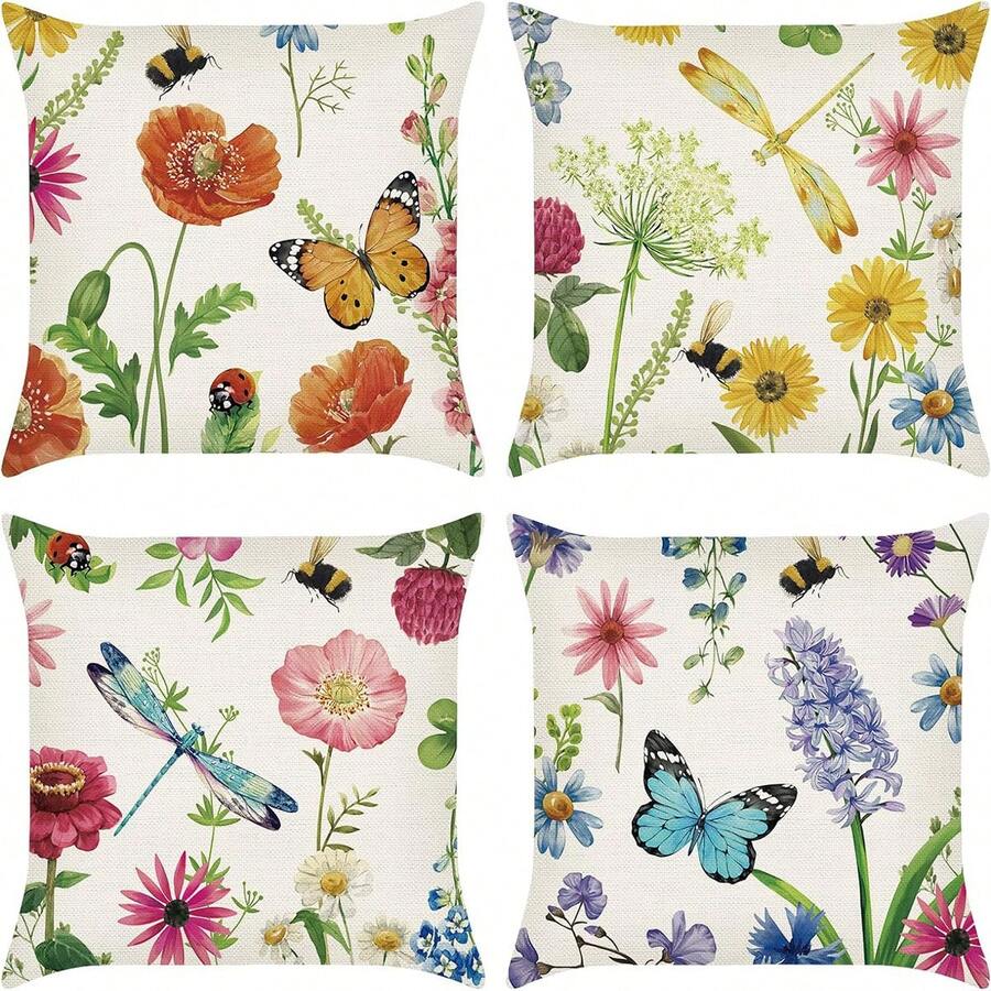 4入組所有季節印花枕套,適用於家庭臥室、沙發、客廳、飯廳等。是送給朋友和家人的完美禮物。