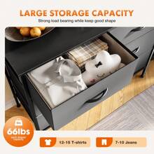 Sweetcrispy Dresser For Bedroom, 6 Drawers Dressers And Chests Of Drawers, TV Stand For Bedroom With Fabric Drawers, Kids Dresser Fabric Storage Dresser For Living Room - Grey - View 4