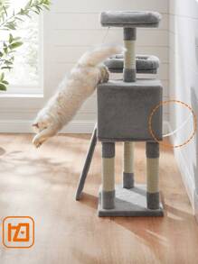 Feandrea Cat Tower, Cat Tree For Indoor Cats, 45.3-Inch Cat Condo With Scratching Post, Ramp, Perch, Spacious Cat Cave, For Kittens, Elderly Cats, Adult Cats, Small Space - Xám - Xem 8