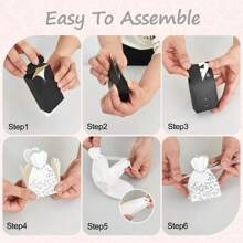 50pz Dulceros Para Boda, Cajitas Cajas Novios, Dulces - Negro - Ver 6