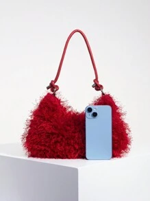 Fluffy Soft Candy Color Crossbody Bag, Y2K Style Women's Shoulder Bag, Girls' Vacation Travel Bag, Cute Charm Clutch Bag, Hobo Bag, New Autumn/Winter Women's Handbag, Best Autumn Wallet, Perfect Match For Women's Autumn Outfits, New Plush Women's Bag