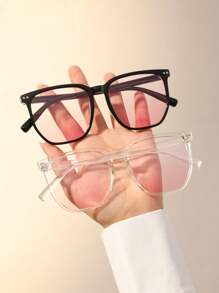 2 件装方形镜框时尚 Y2K 眼镜 女士旅行日常生活服饰配饰