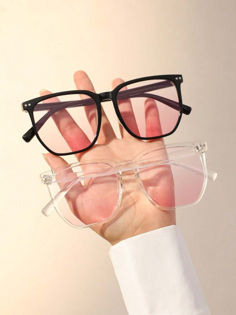 2 件装方形镜框时尚 Y2K 眼镜 女士旅行日常生活服饰配饰