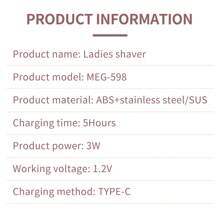 1只充電式便攜式3w女士電動脫毛器,配有400mah電池,meg-598金色