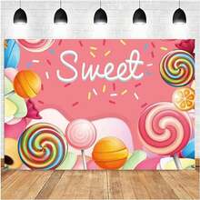 1 Pieza Tela De Fondo Con Estampado De Piruleta - Multicolor - Ver 2