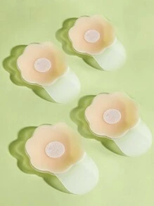 4對女用提升矽膠乳暈貼,粘性推進式貼紙,防輕透隱形胸罩 - 杏色 - 查看 1