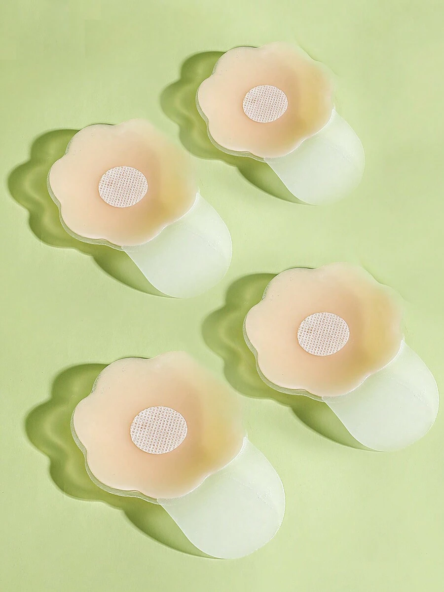 4對女用提升矽膠乳暈貼,粘性推進式貼紙,防輕透隱形胸罩 - 杏色 - 查看 1