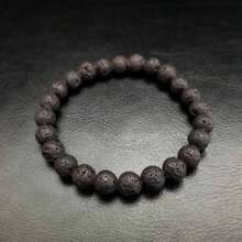 pulsera roca volcánica piedra natural ajustable - Negro - Ver 2