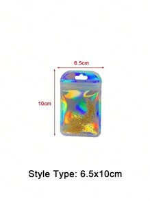 50pcs Rainbow Packing Bag Translucent Self Seal Pouches Iridescent Laser Zipper Bags For Glitter Charms Jewelry Earring Packaging